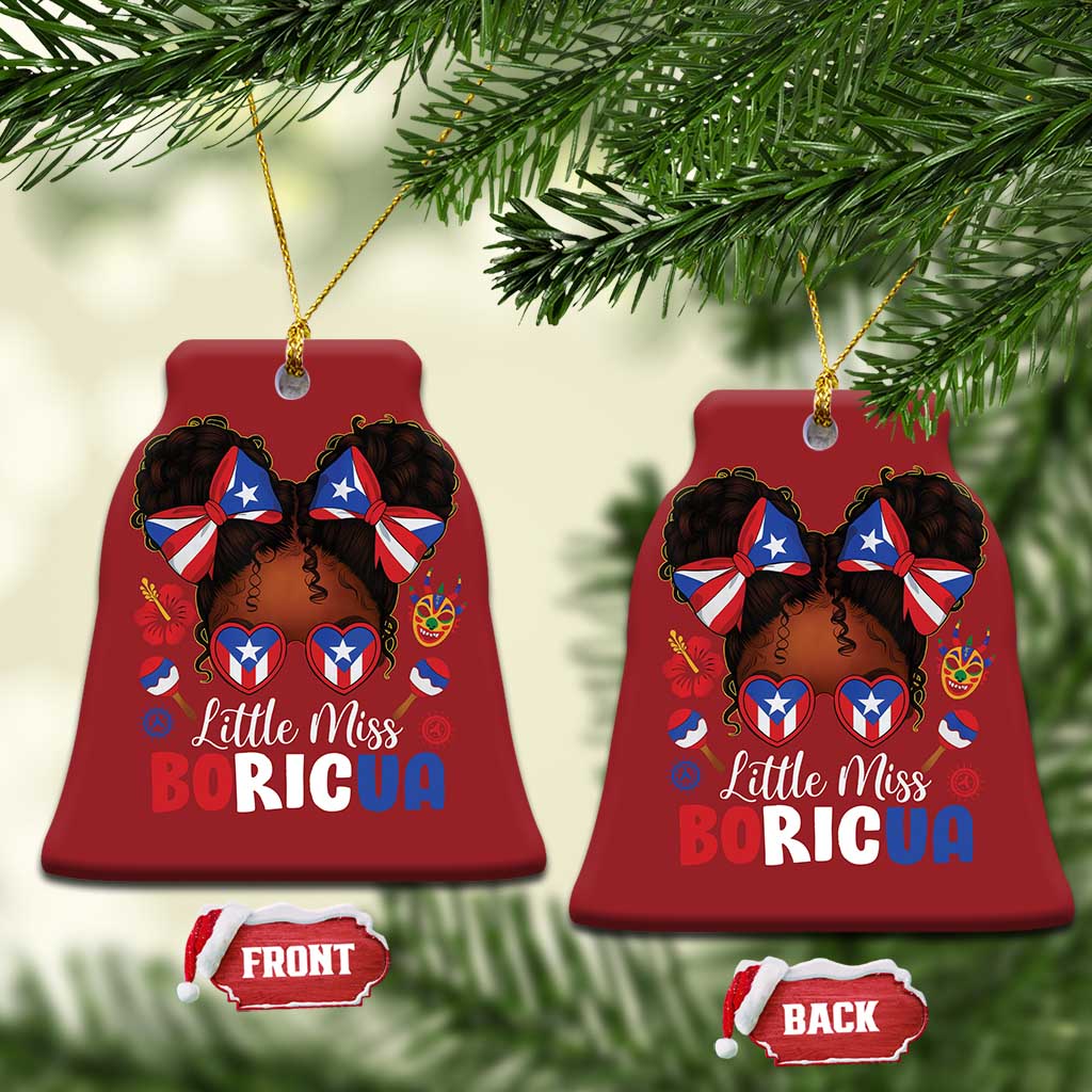 Little Miss Boricua Christmas Ornament Puerto Rican Afro Messy Bun Girls Kids - Wonder Print Shop