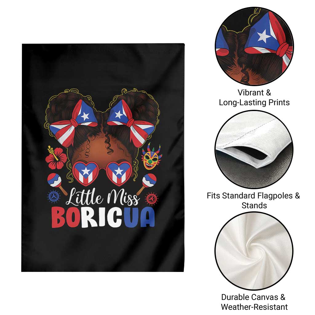 Little Miss Boricua Garden Flag Puerto Rican Afro Messy Bun Girls Kids - Wonder Print Shop