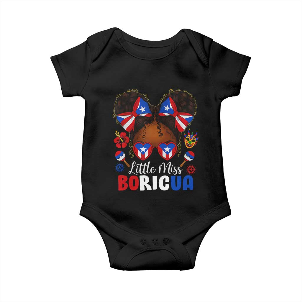 Little Miss Boricua Baby Onesie Puerto Rican Afro Messy Bun Girls Kids - Wonder Print Shop