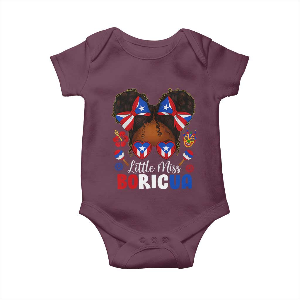 Little Miss Boricua Baby Onesie Puerto Rican Afro Messy Bun Girls Kids - Wonder Print Shop