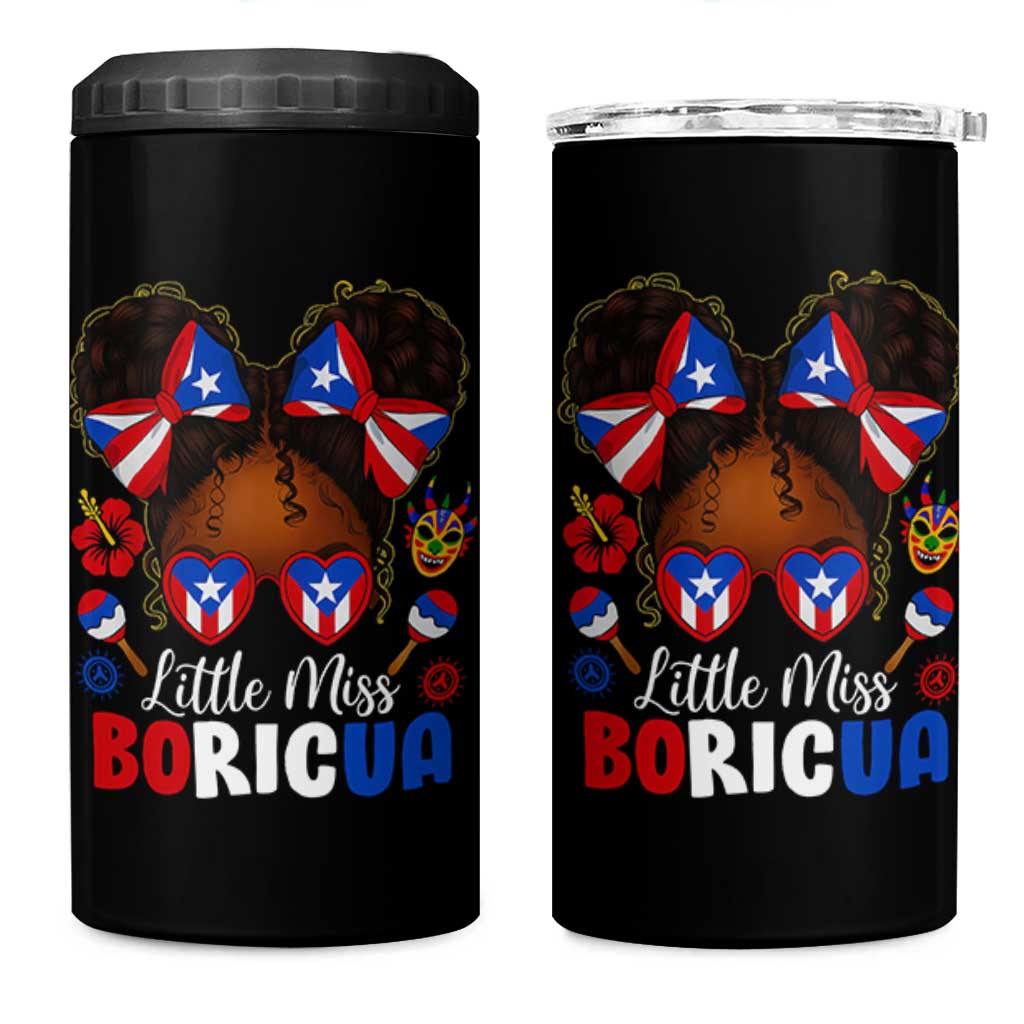Little Miss Boricua 4 in 1 Can Cooler Tumbler Puerto Rican Afro Messy Bun Girls Kids - Wonder Print Shop