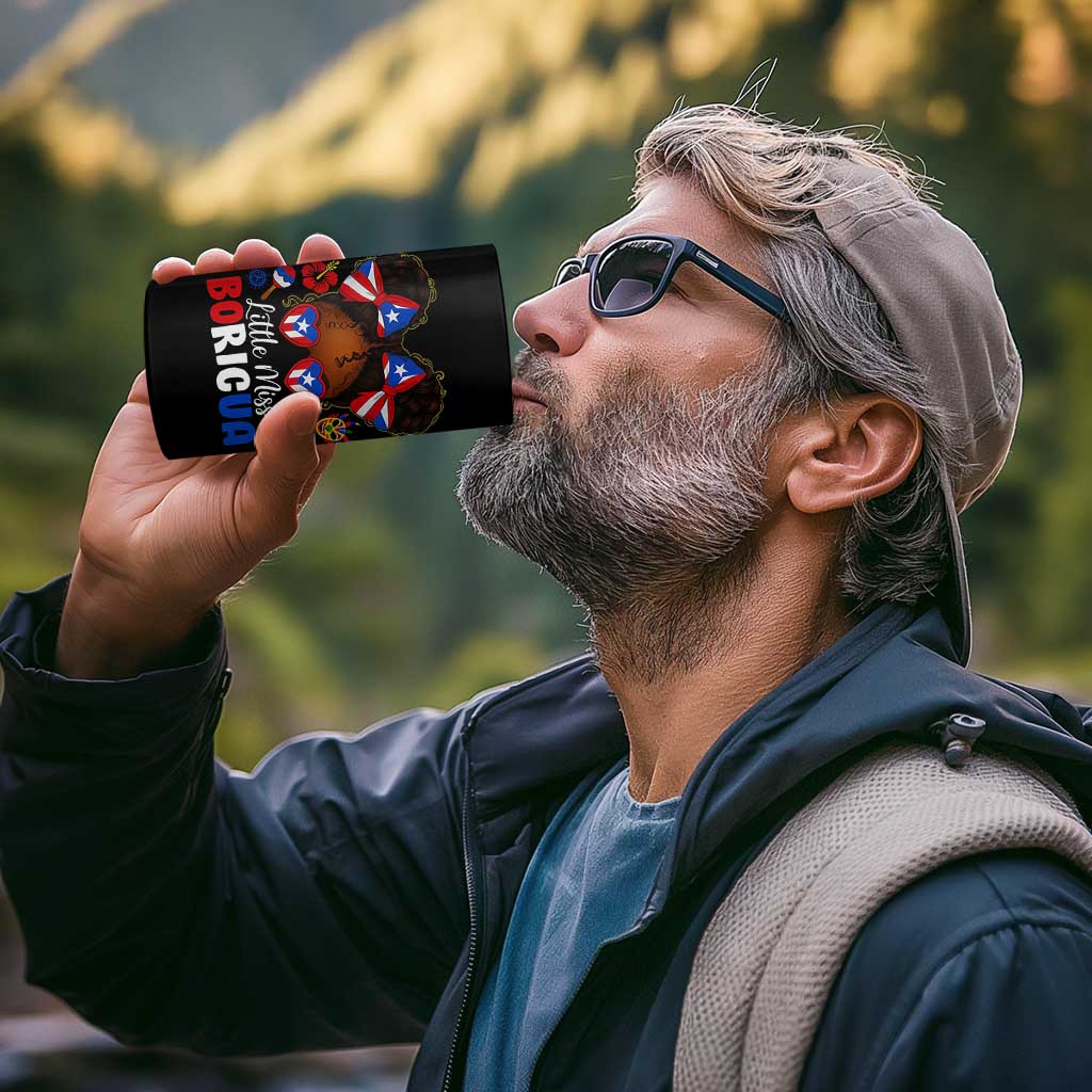 Little Miss Boricua 4 in 1 Can Cooler Tumbler Puerto Rican Afro Messy Bun Girls Kids - Wonder Print Shop