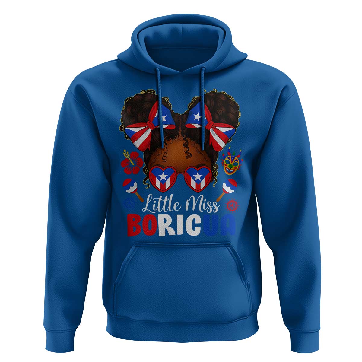 Little Miss Boricua Hoodie Puerto Rican Afro Messy Bun Girls Kids - Wonder Print Shop