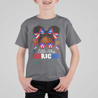 Little Miss Boricua T Shirt For Kid Puerto Rican Afro Messy Bun Girls Kids - Wonder Print Shop