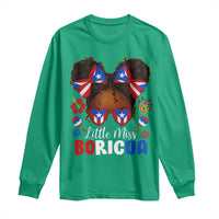 Little Miss Boricua Long Sleeve Shirt Puerto Rican Afro Messy Bun Girls Kids - Wonder Print Shop