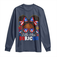 Little Miss Boricua Long Sleeve Shirt Puerto Rican Afro Messy Bun Girls Kids - Wonder Print Shop