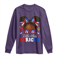 Little Miss Boricua Long Sleeve Shirt Puerto Rican Afro Messy Bun Girls Kids - Wonder Print Shop