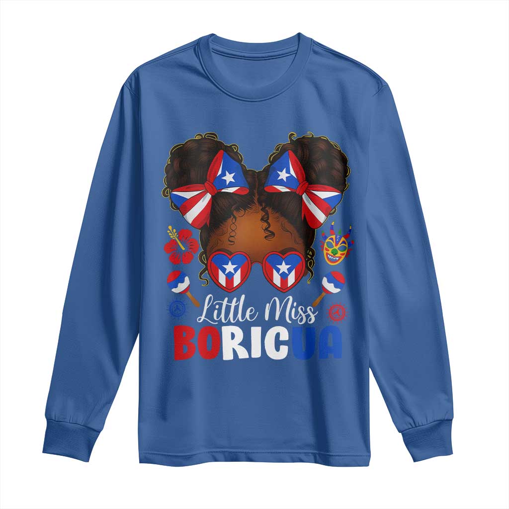 Little Miss Boricua Long Sleeve Shirt Puerto Rican Afro Messy Bun Girls Kids - Wonder Print Shop