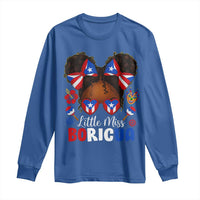 Little Miss Boricua Long Sleeve Shirt Puerto Rican Afro Messy Bun Girls Kids - Wonder Print Shop