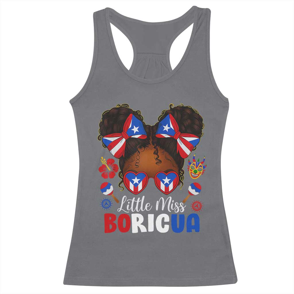 Little Miss Boricua Racerback Tank Top Puerto Rican Afro Messy Bun Girls Kids - Wonder Print Shop