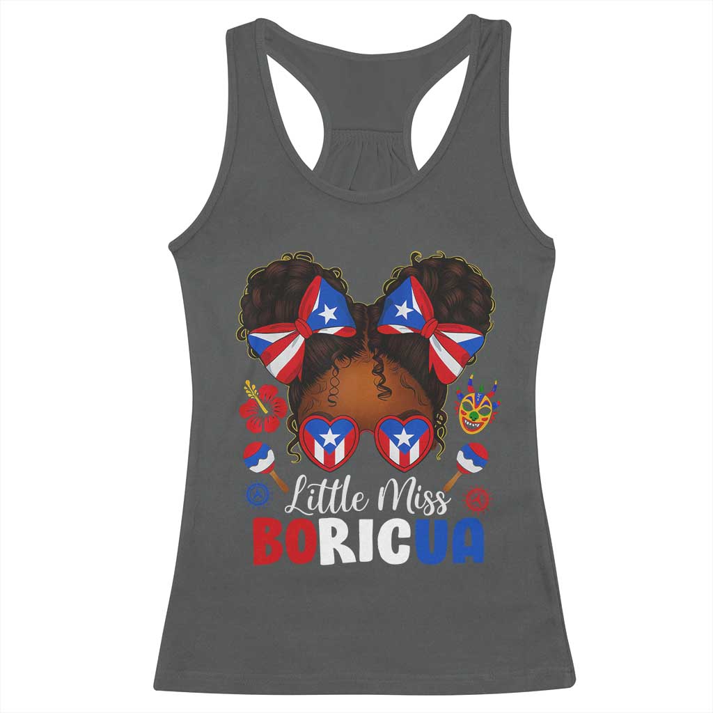 Little Miss Boricua Racerback Tank Top Puerto Rican Afro Messy Bun Girls Kids - Wonder Print Shop