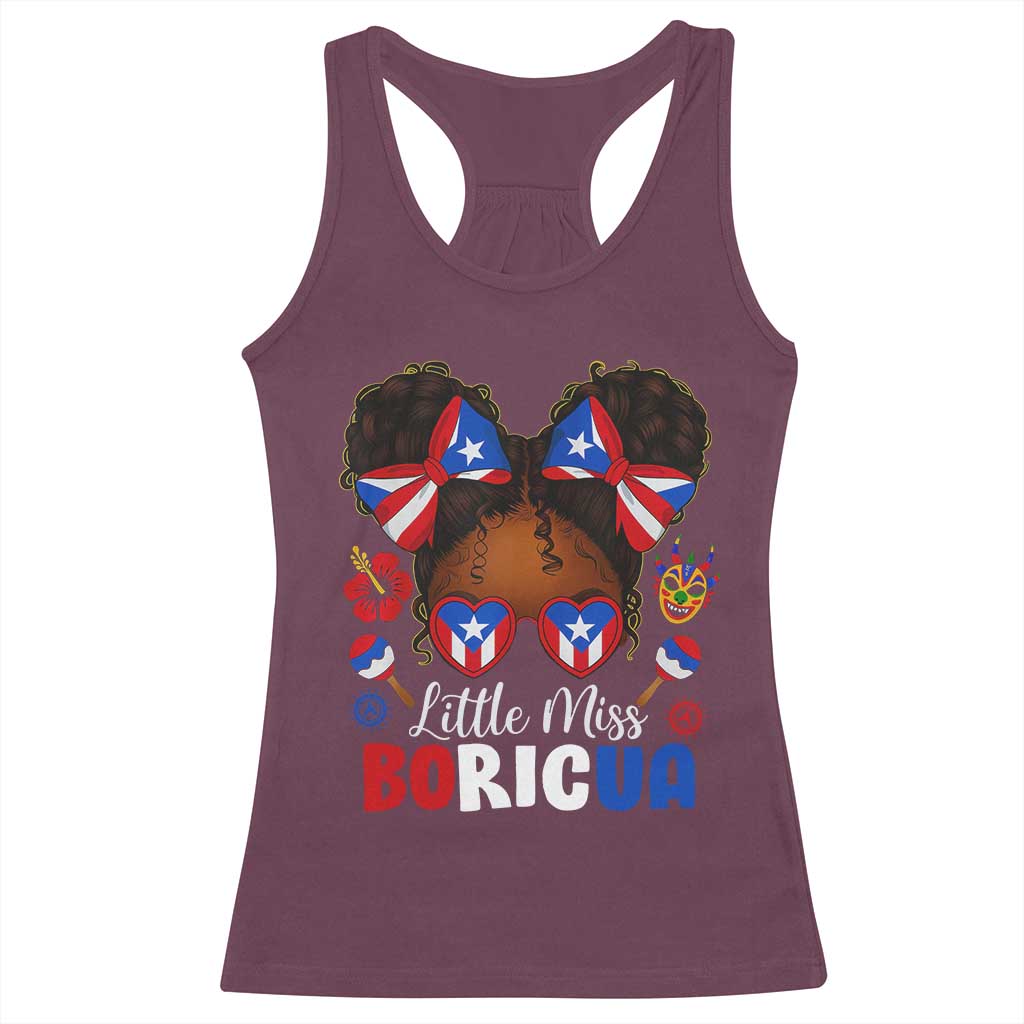 Little Miss Boricua Racerback Tank Top Puerto Rican Afro Messy Bun Girls Kids - Wonder Print Shop