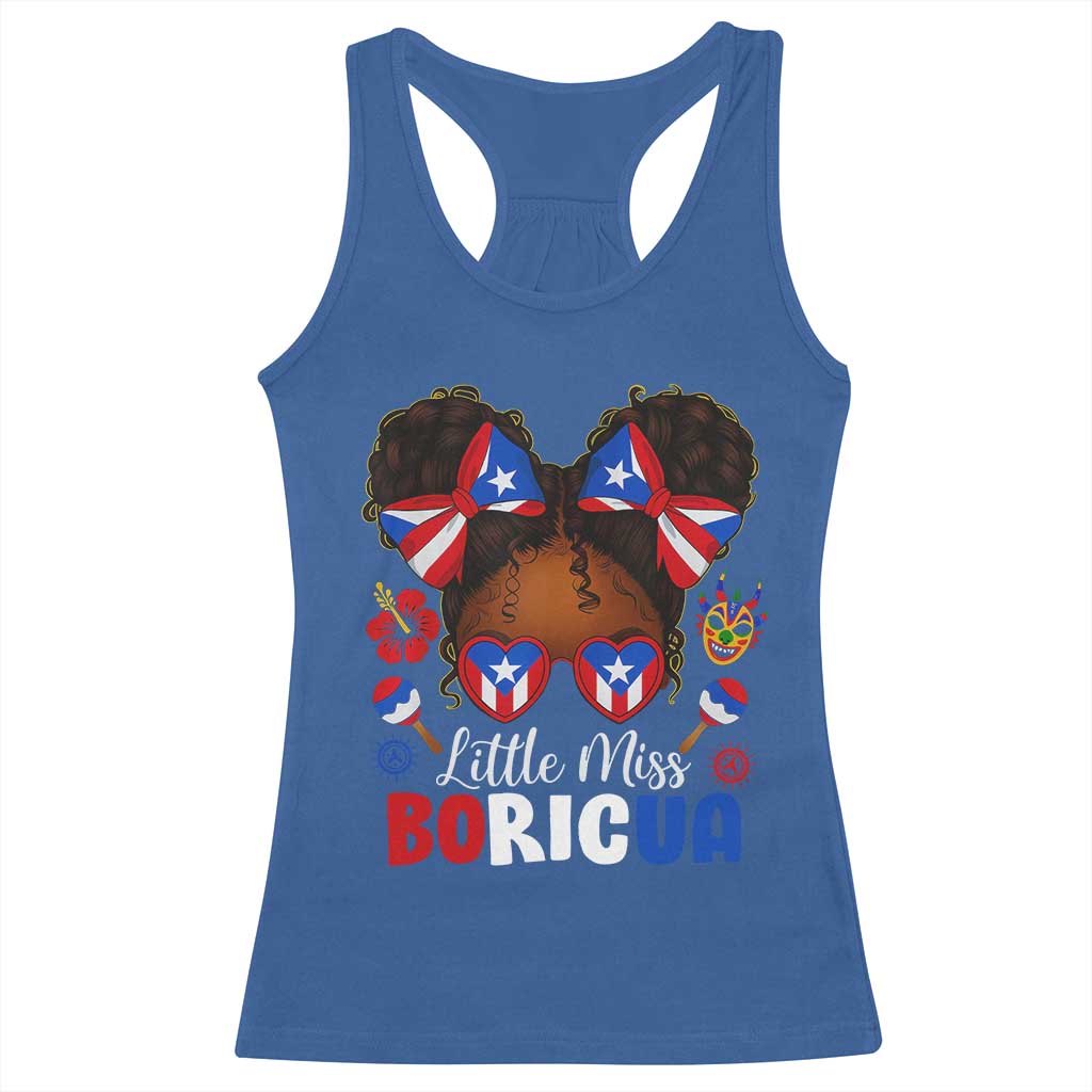Little Miss Boricua Racerback Tank Top Puerto Rican Afro Messy Bun Girls Kids - Wonder Print Shop