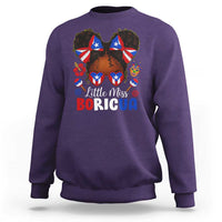 Little Miss Boricua Sweatshirt Puerto Rican Afro Messy Bun Girls Kids - Wonder Print Shop