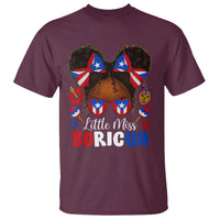 Little Miss Boricua T Shirt Puerto Rican Afro Messy Bun Girls Kids - Wonder Print Shop