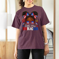 Little Miss Boricua T Shirt For Women Puerto Rican Afro Messy Bun Girls Kids - Wonder Print Shop