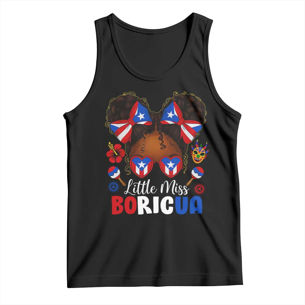 Little Miss Boricua Tank Top Puerto Rican Afro Messy Bun Girls Kids - Wonder Print Shop