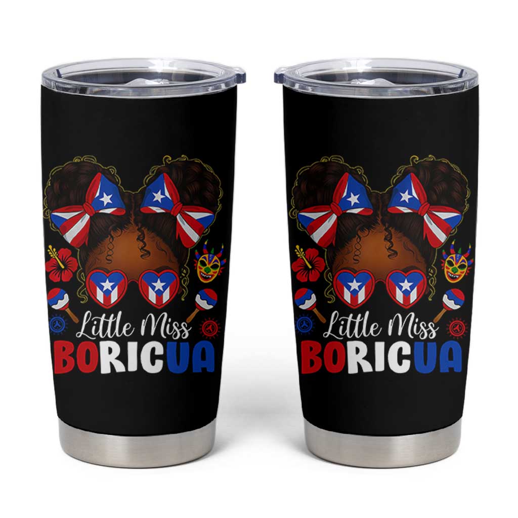 Little Miss Boricua Tumbler Cup Puerto Rican Afro Messy Bun Girls Kids - Wonder Print Shop