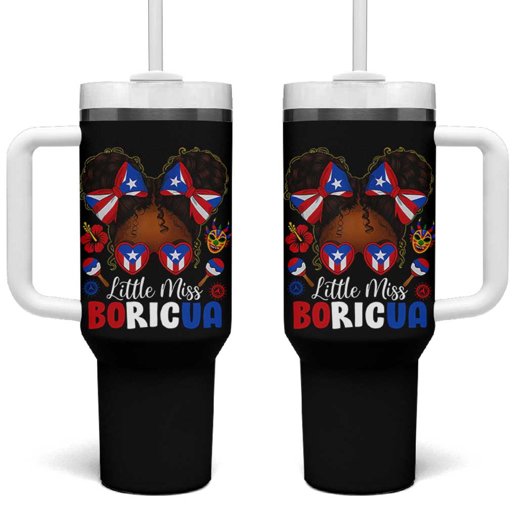 Little Miss Boricua Tumbler With Handle Puerto Rican Afro Messy Bun Girls Kids - Wonder Print Shop