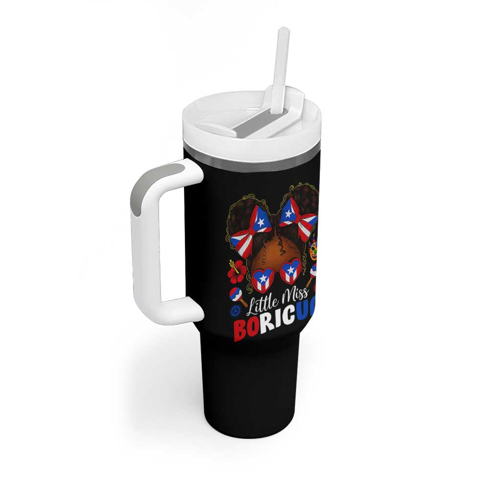 Little Miss Boricua Tumbler With Handle Puerto Rican Afro Messy Bun Girls Kids - Wonder Print Shop