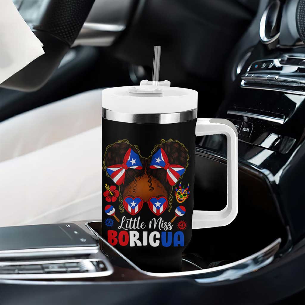 Little Miss Boricua Tumbler With Handle Puerto Rican Afro Messy Bun Girls Kids - Wonder Print Shop