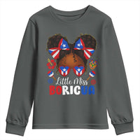 Little Miss Boricua Youth Sweatshirt Puerto Rican Afro Messy Bun Girls Kids - Wonder Print Shop