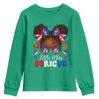 Little Miss Boricua Youth Sweatshirt Puerto Rican Afro Messy Bun Girls Kids - Wonder Print Shop