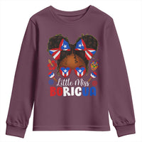 Little Miss Boricua Youth Sweatshirt Puerto Rican Afro Messy Bun Girls Kids - Wonder Print Shop