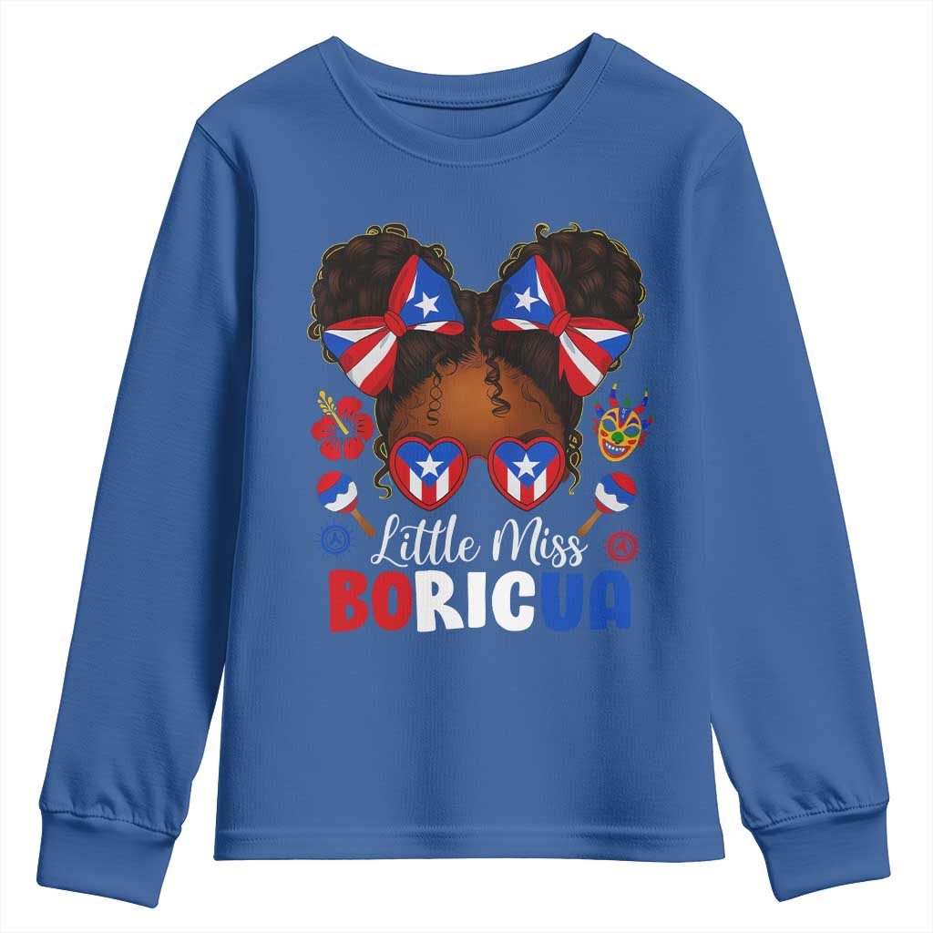 Little Miss Boricua Youth Sweatshirt Puerto Rican Afro Messy Bun Girls Kids - Wonder Print Shop