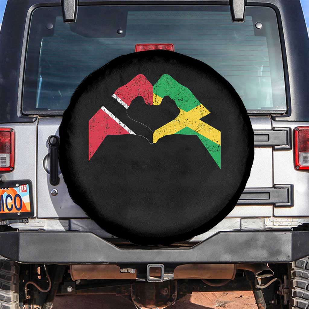 Trinidad and Tobago Jamaican Spare Tire Cover Two Flags One Heart