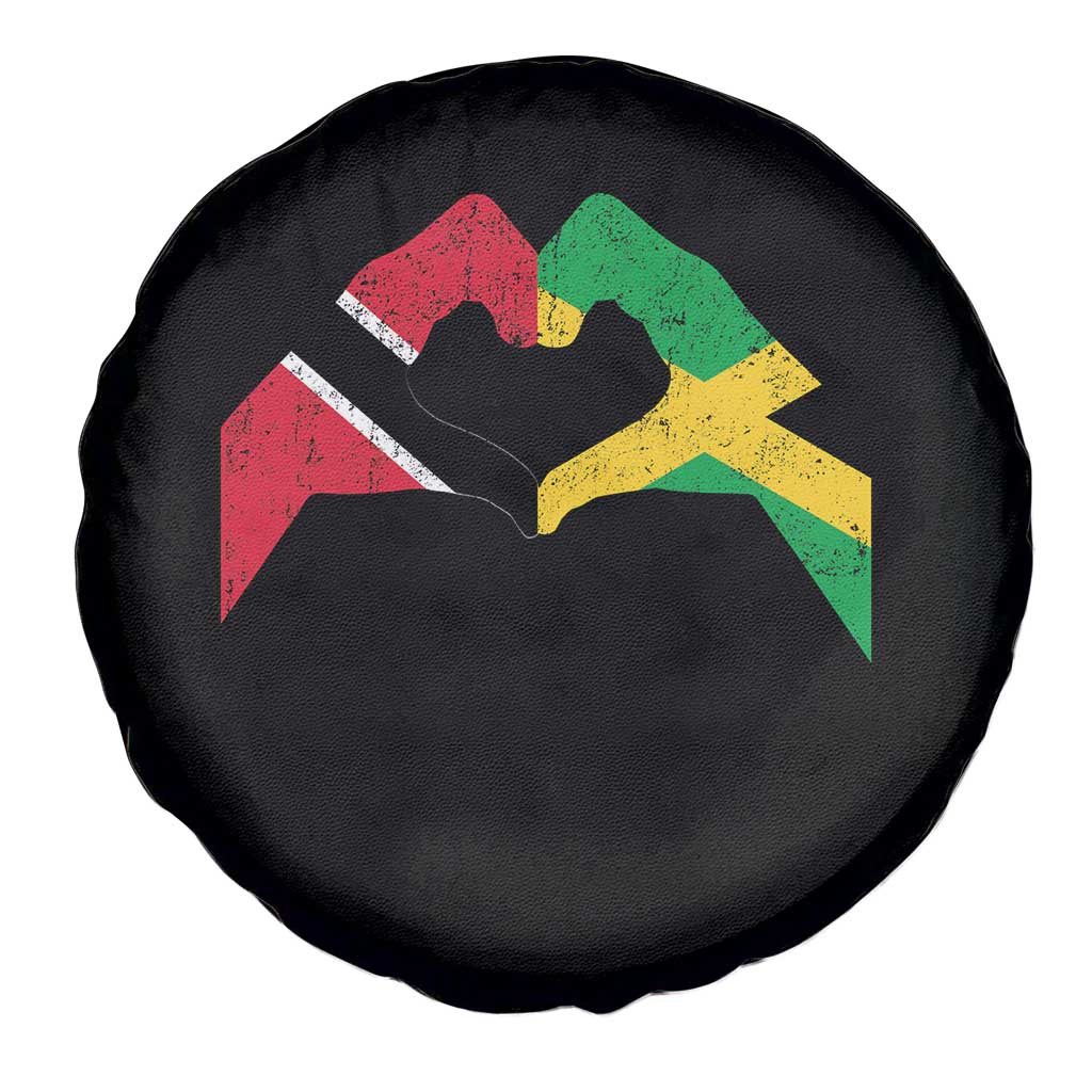 Trinidad and Tobago Jamaican Spare Tire Cover Two Flags One Heart
