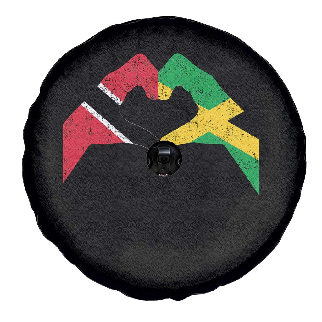 Trinidad and Tobago Jamaican Spare Tire Cover Two Flags One Heart