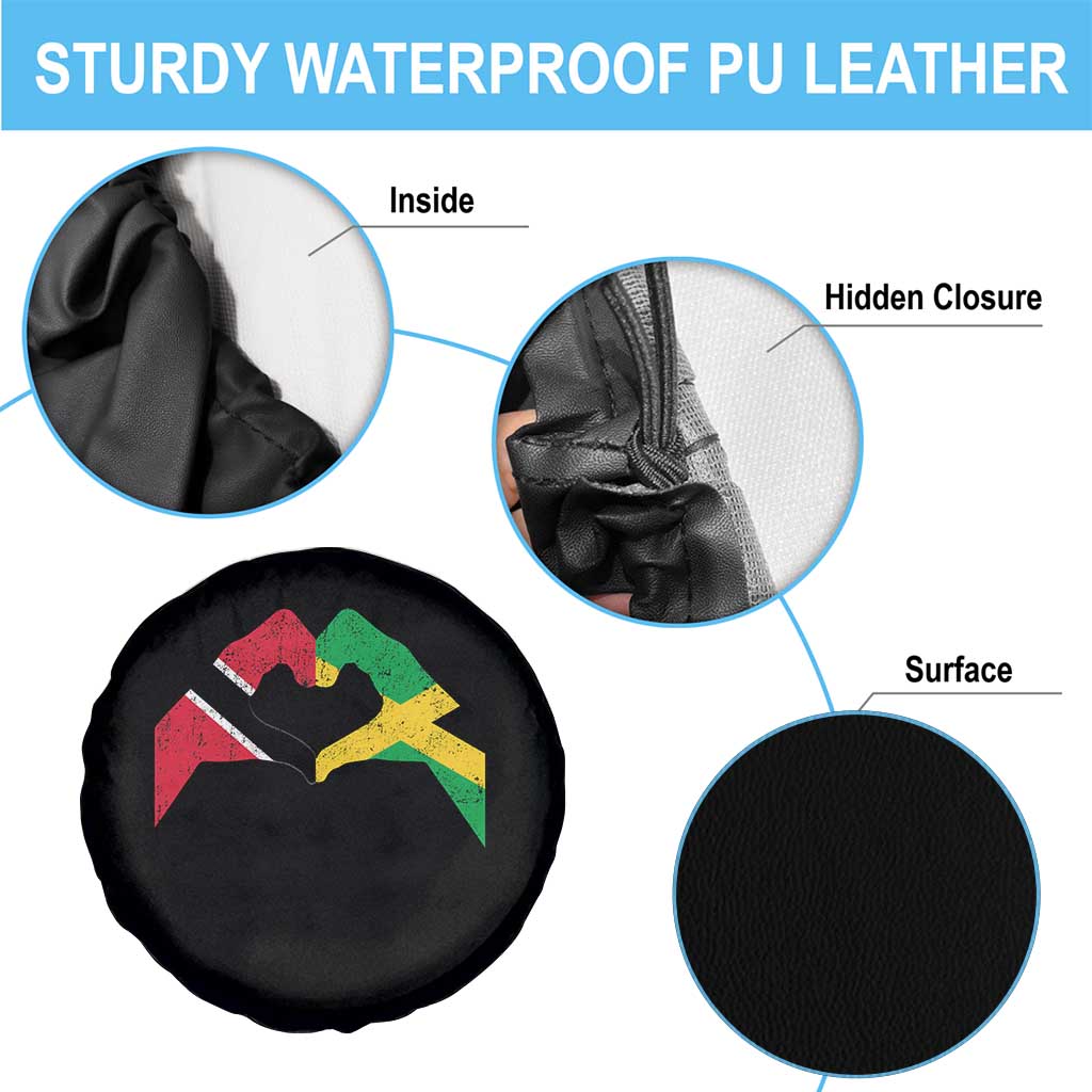 Trinidad and Tobago Jamaican Spare Tire Cover Two Flags One Heart