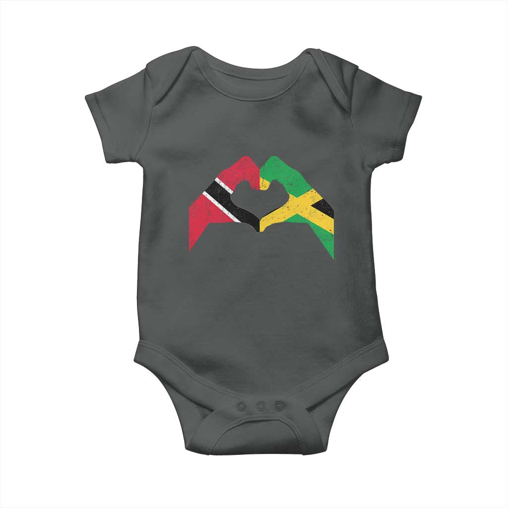 Trinidad and Tobago Jamaican Baby Onesie Two Flags One Heart