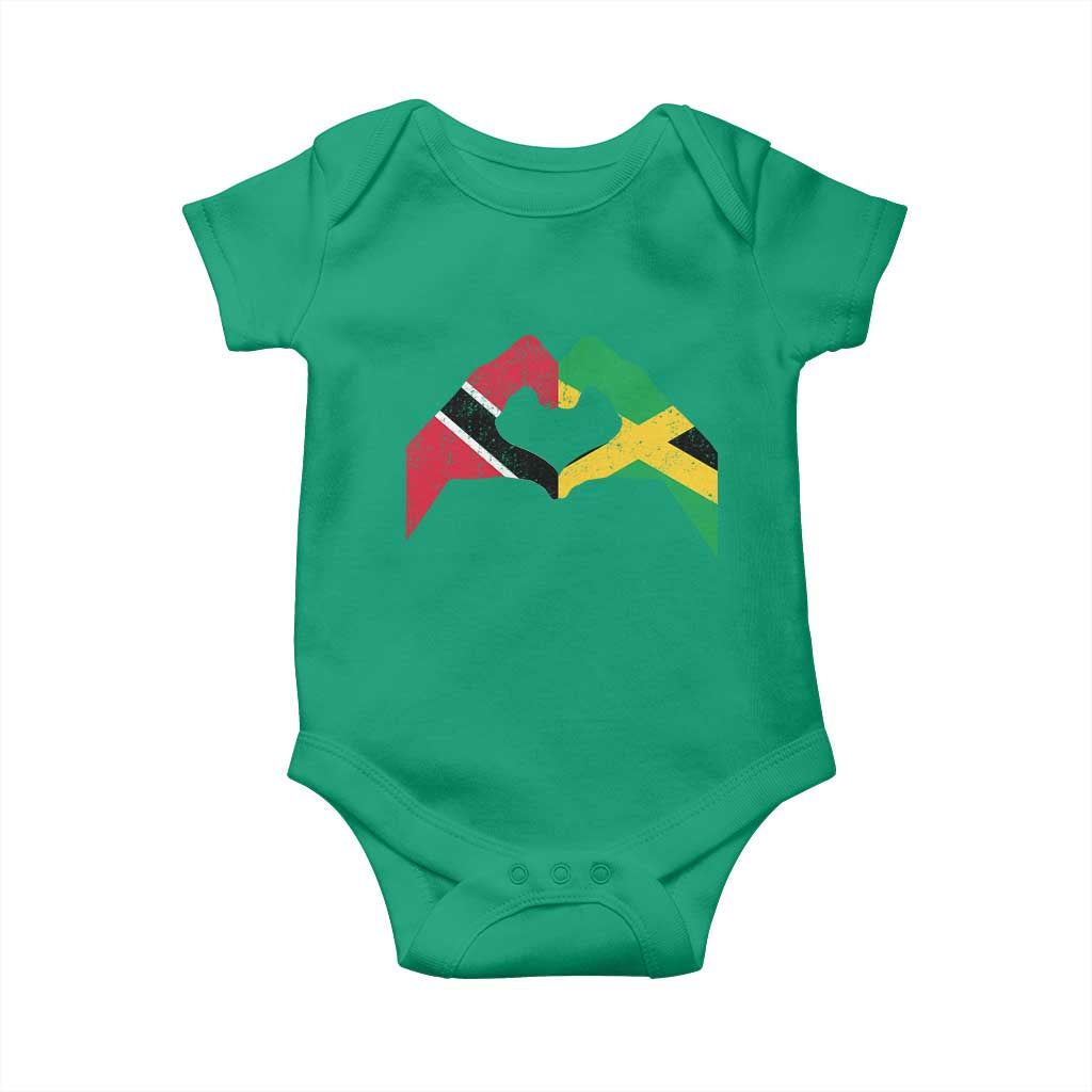 Trinidad and Tobago Jamaican Baby Onesie Two Flags One Heart
