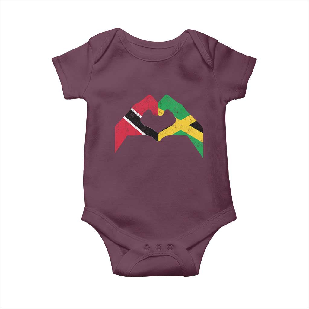 Trinidad and Tobago Jamaican Baby Onesie Two Flags One Heart