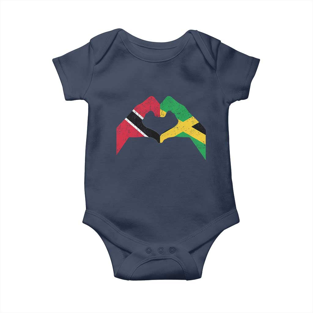 Trinidad and Tobago Jamaican Baby Onesie Two Flags One Heart