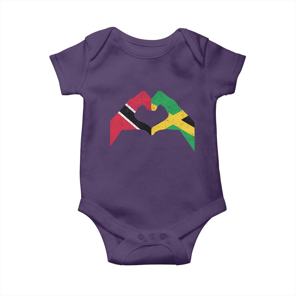 Trinidad and Tobago Jamaican Baby Onesie Two Flags One Heart