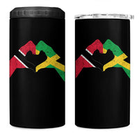 Trinidad and Tobago Jamaican 4 in 1 Can Cooler Tumbler Two Flags One Heart