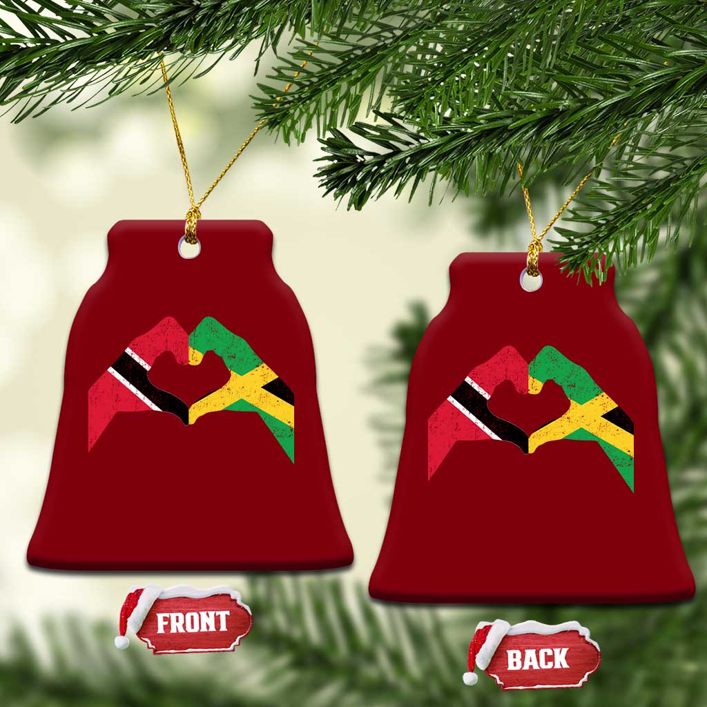 Trinidad and Tobago Jamaican Ceramic Ornament Two Flags One Heart