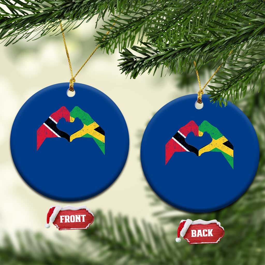 Trinidad and Tobago Jamaican Ceramic Ornament Two Flags One Heart