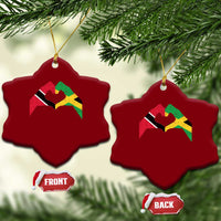 Trinidad and Tobago Jamaican Ceramic Ornament Two Flags One Heart