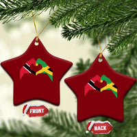 Trinidad and Tobago Jamaican Ceramic Ornament Two Flags One Heart