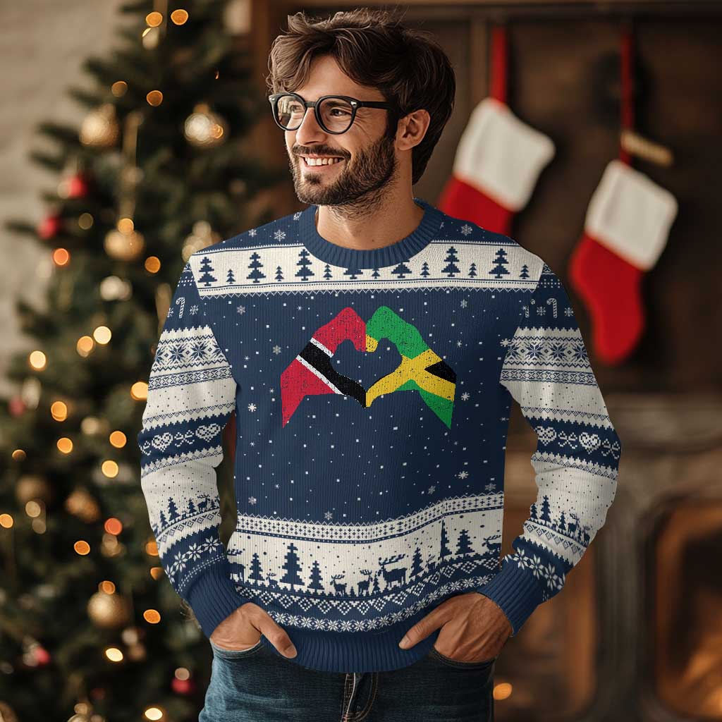 Trinidad and Tobago Jamaican Ugly Christmas Sweater Two Flags One Heart