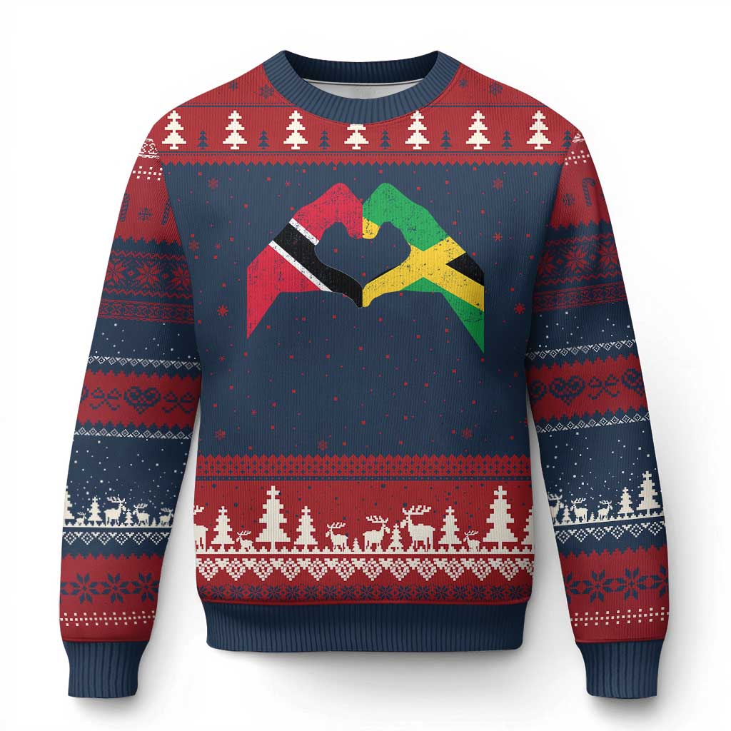 Trinidad and Tobago Jamaican Ugly Christmas Sweater Two Flags One Heart