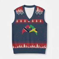 Trinidad and Tobago Jamaican V-Neck Knit Sweater Vest Two Flags One Heart