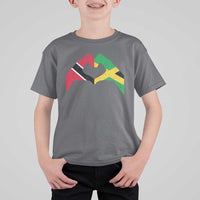 Trinidad and Tobago Jamaican T Shirt For Kid Two Flags One Heart