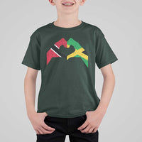 Trinidad and Tobago Jamaican T Shirt For Kid Two Flags One Heart