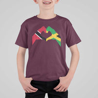 Trinidad and Tobago Jamaican T Shirt For Kid Two Flags One Heart