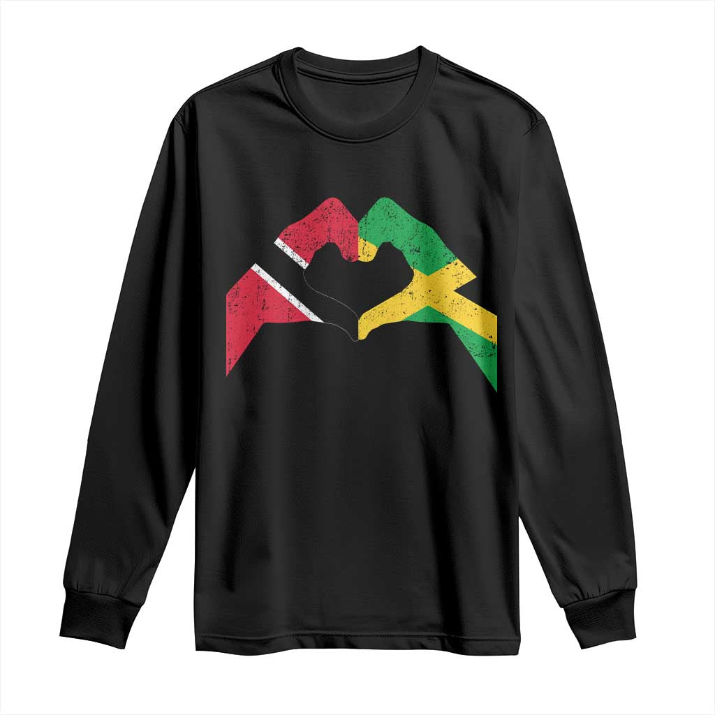Trinidad and Tobago Jamaican Long Sleeve Shirt Two Flags One Heart